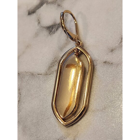 Gold-Tone Chaps Drop Earrings With Abalone Shell Accents - Picture 5 of 5